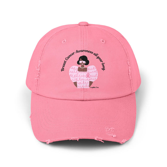 Breast Cancer Awareness all year round ~ Unisex Distressed Cap